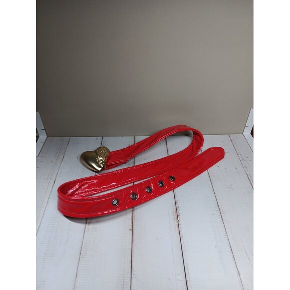 Buttery Soft Red Belt with Gold Puffy Heart Buckle 23\